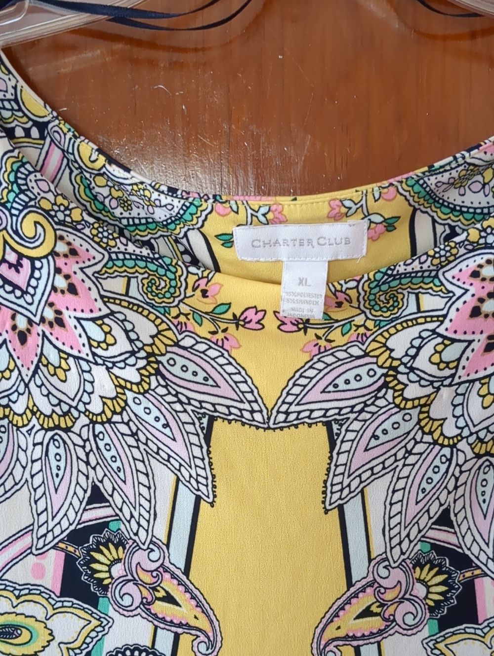 Charter Club Yellow Paisley-Print Tunic Top with Pink & Green Accents